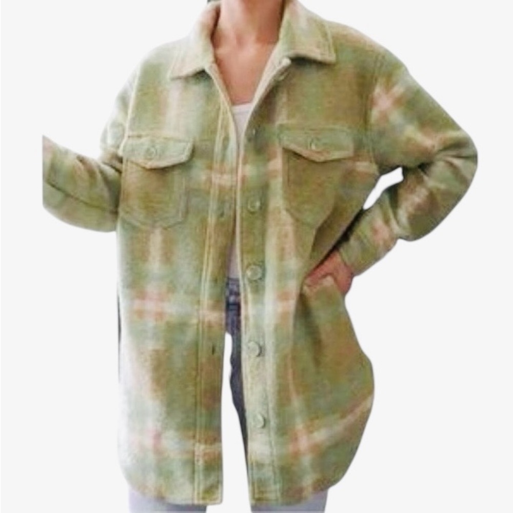NWT JOIE GREEN PLAID SHIRT JACKET - SIZE M